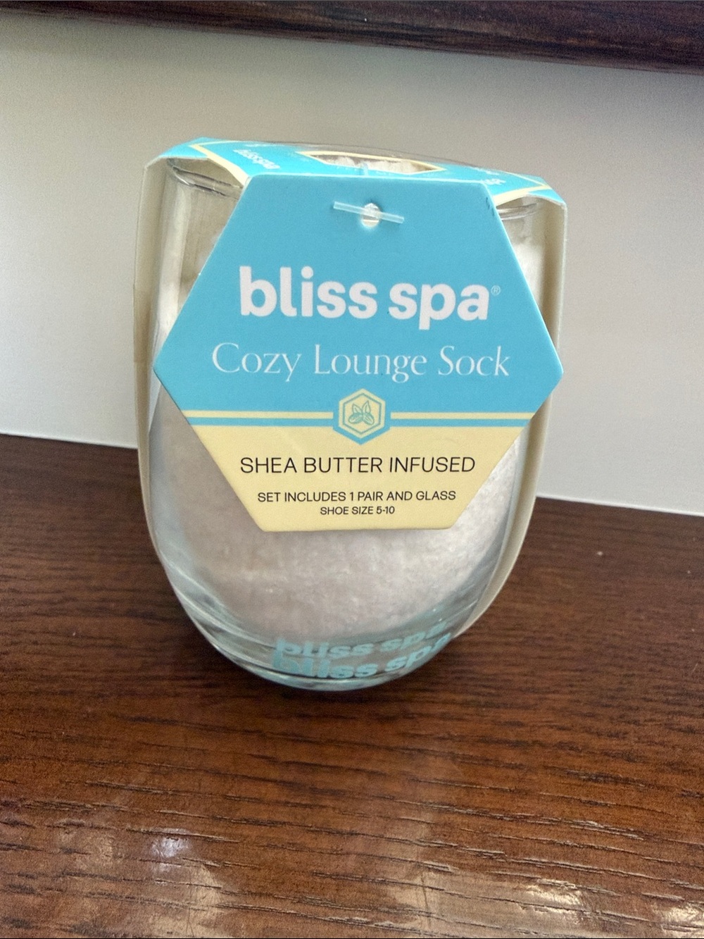 Bliss Spa Cozy Lounge Sock Set - White and Aqua Packaging